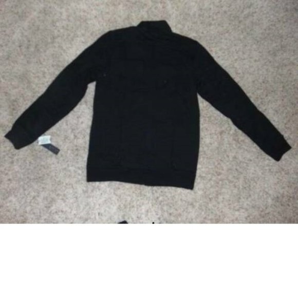 Mens Military Jacket Medium Tall Apt 9 Black Marled Fleece Zip Up Mock Neck - Picture 5 of 5